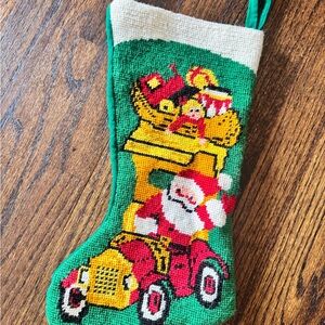 Vintage needlepoint Christmas stocking